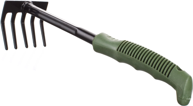 Kézi kerti gereblye 5 foggal és ergonomikus markolattal, 28 cm