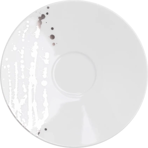 Splendor fehér csészealj (alátét tányér) 16 cm platina díszítéssel