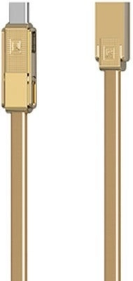 Arany színű REMAX 3 az 1-ben töltő- és adatkábel (USB‑C, Micro‑USB, Lightning) 1 m