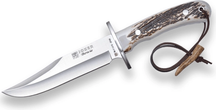 Joker CC96 bowie vadászkés 16 cm, agancs markolat, bőrtok