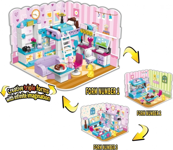 qman végtelen ötletek lányos szoba 3 az 1-ben építőkészlet (194 darab)