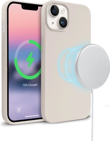 Mágneses tok iPhone 14/13 MagSafe kő bézs színben