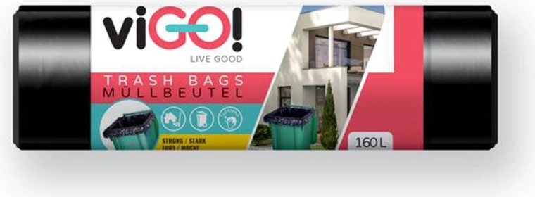 VIGO DeLuxe szemeteszsák 160 l, fekete, 10 db
