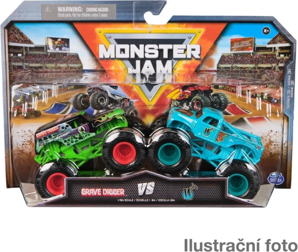 Monster Jam fém monster truckok 1:64, 2 db