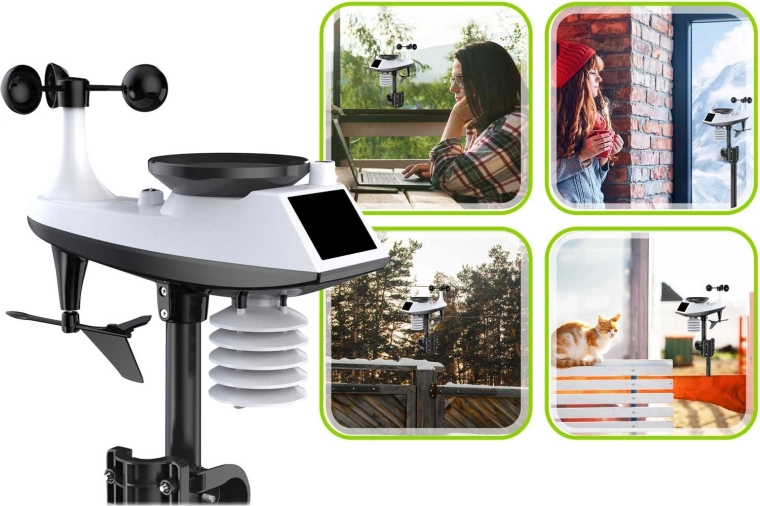 Komplett kültéri multiszenzor szélmérővel és csapadékmérővel