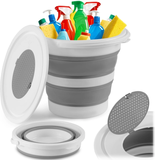 Összecsukható szilikon vödör fedéllel 10 l Massido