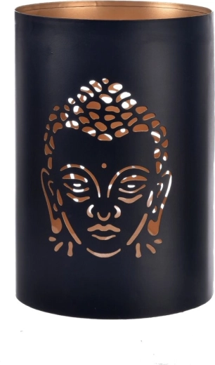 Fém Buddha gyertyatartó fekete-arany