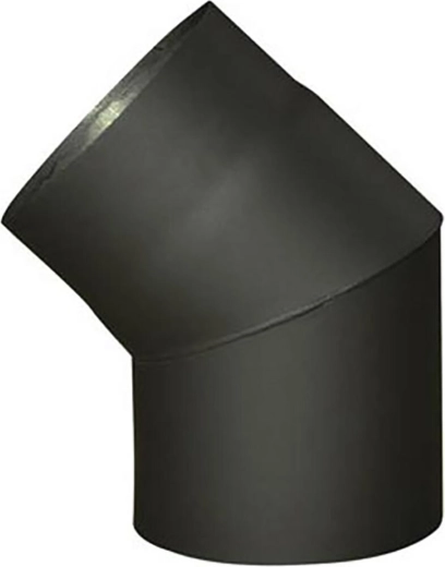 Füstcső könyök 180 mm 45°, fekete, 1,5 mm vastagság