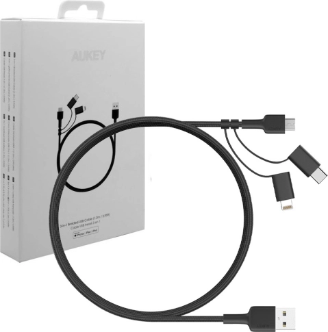 CB-BAL5 nylon 3 az 1-ben Quick Charge kábel micro USB | USB-C | Lightning | 1,2 m kábel