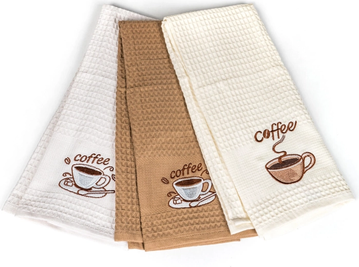 Konyhai waffle törlők Coffee 45 × 70 cm, 100% pamut, 3 darabos szett