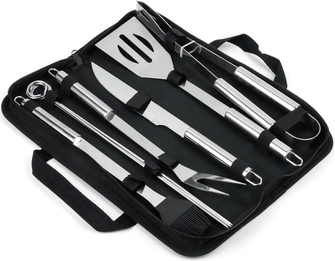 RENEW FORCE grill eszközkészlet tokban – 6 db rozsdamentes acél szerszám