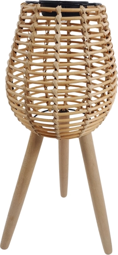 napelemes rattan lampion fa lábakon, 52 cm, LED