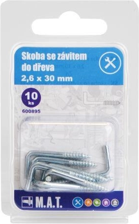 Menetes facsavar kampó 30 × 2,6 mm, horganyzott, 10 db