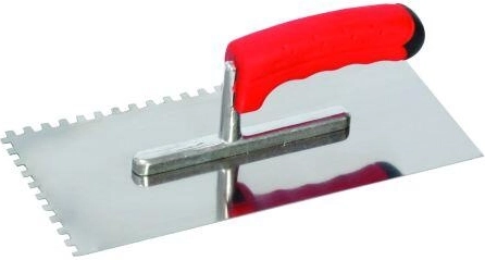 Rozsdamentes acél simító 8 × 8 mm fogazással, 280 × 130 mm