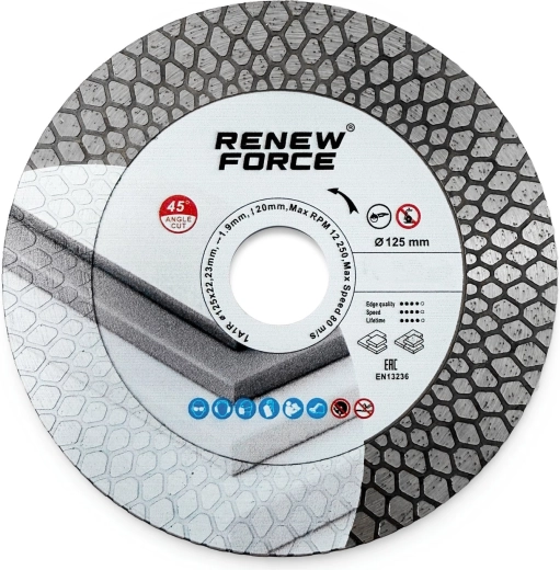 Renew Force Q-Cut 125 mm-es gyémánt tárcsa greshez és kerámiához – 1 db