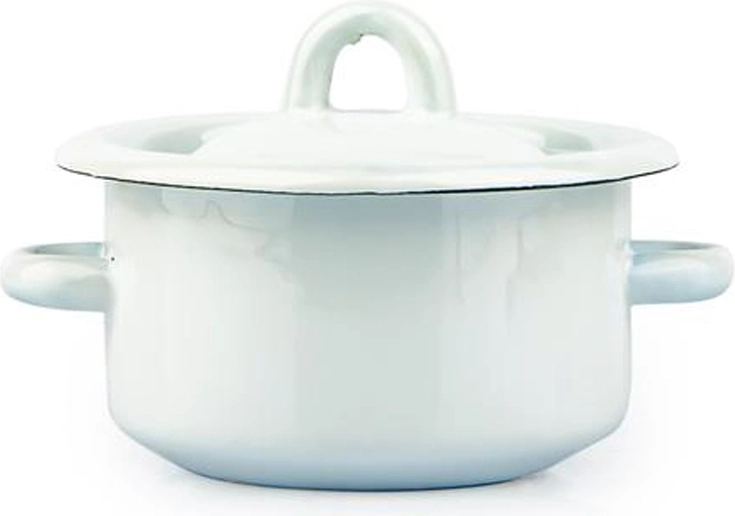 Zománcozott lábas fedővel 0,4 l, fehér