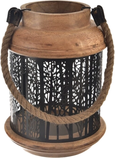 Gyertyatartó mangófából és fémből Black 18 × 18 × 25 cm