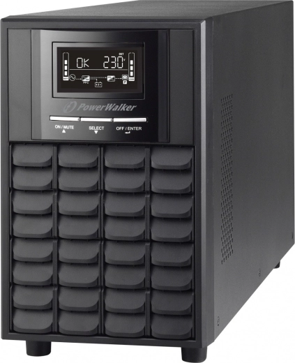 PowerWalker line-interactive UPS 1500 VA tiszta szinuszhullámmal, AVR-rel, LCD-vel, USB-vel és RS-232-vel, 3× PL 230 V, EPO