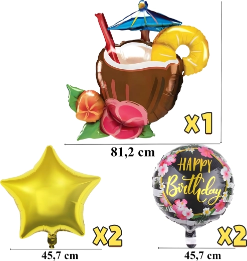 Aloha lufikészlet születésnapra és hawaii bulira, 5 db
