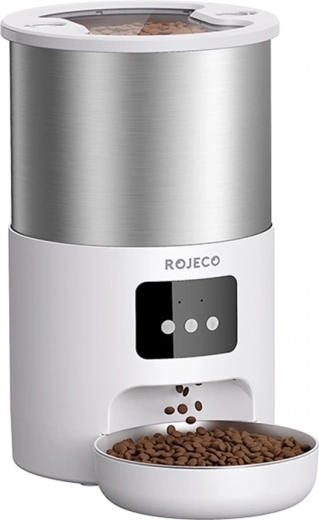Rojeco intelligens rozsdamentes acélból készült, 4,5 literes háziállat-eledeladagoló