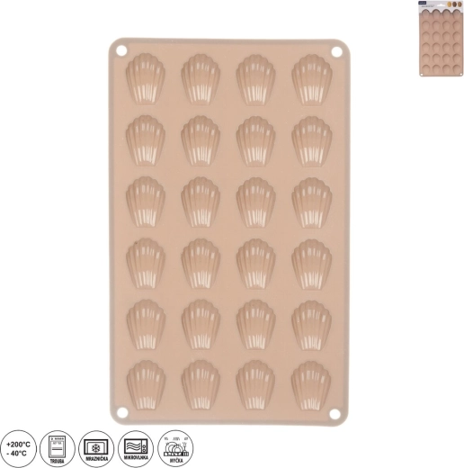 Szilikon forma mini kagylókhoz, 24 db, bézs