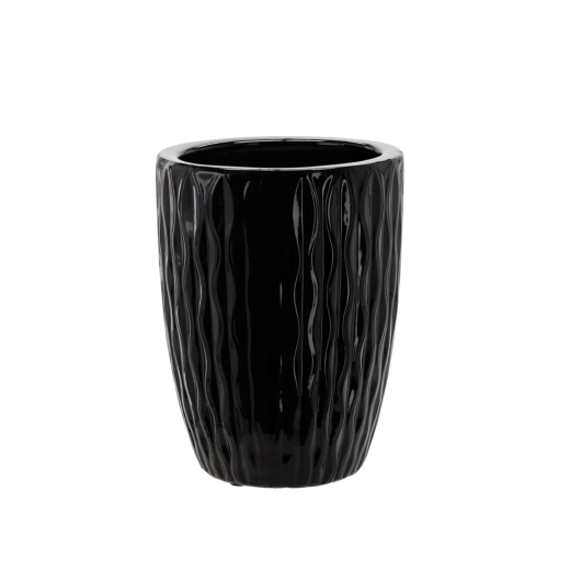 Kerámia virágcserép-burkolat 24,5 × 24,5 × 33 cm, fekete fényes