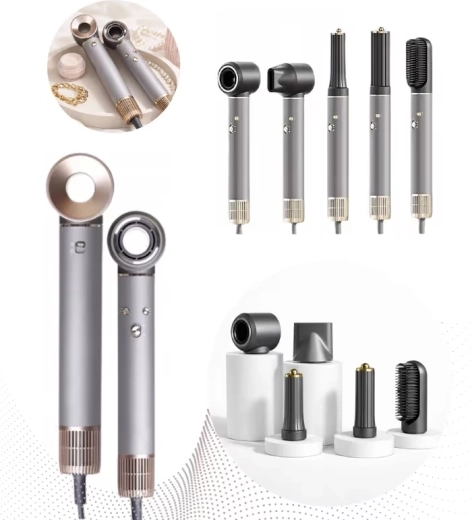 Multifunkciós hajszárító és 5 az 1-ben styler ionizálással és hideg levegővel, 1300 W