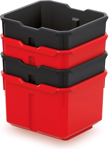 4 darabos X Block Box műanyag tárolódoboz készlet, fekete/piros, 157 × 140 × 210 mm