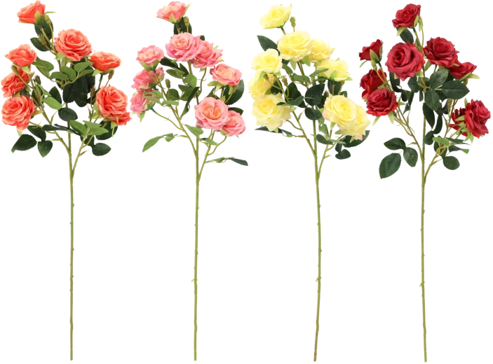 Mű rózsaág – csokor 9 rózsával 65 cm, vegyes színek
