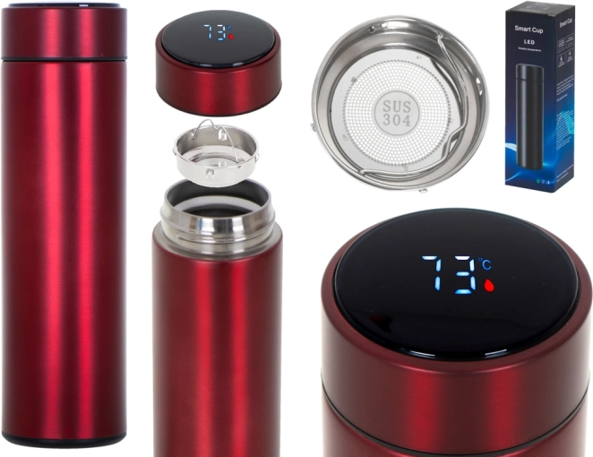 Termoszbögre okos LED kijelzővel, 500 ml – Bordó