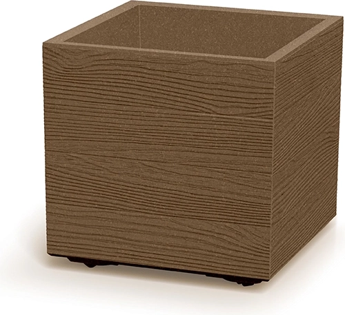Madera Square Eco Wood 38,5 cm virágtartó – négyzet alakú műanyag kaspó fahatású felülettel