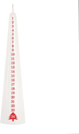 Kúpos adventi gyertya, fehér, 25 cm