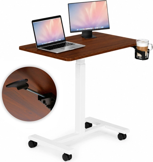 ModernHome gurulós, magasságban állítható laptopasztal 70 × 48 cm, barna asztallap - 1 db
