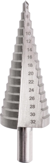 Lépcsős HSS fúró 4–32 mm, 15 lépcső