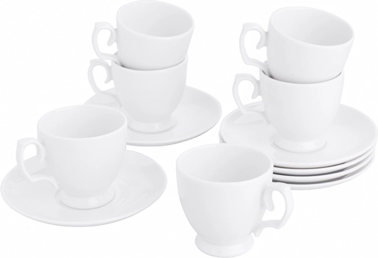 MariaPaula Klasyka klasszikus fehér porcelán eszpresszókészlet 12 db (6 csésze és 6 csészealj)