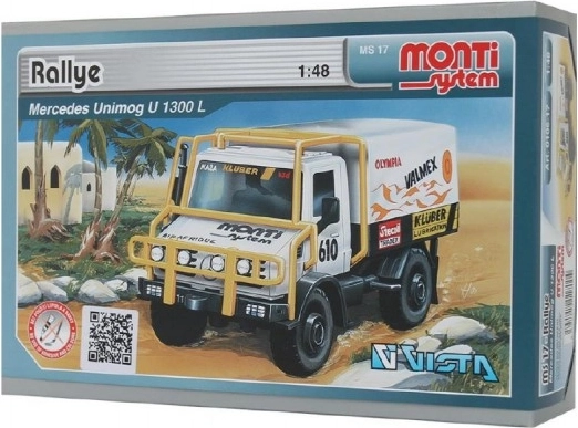 Stavebnice Monti System MS 17 Rallye Mercedes 1:48 dobozban 22×15×6 cm