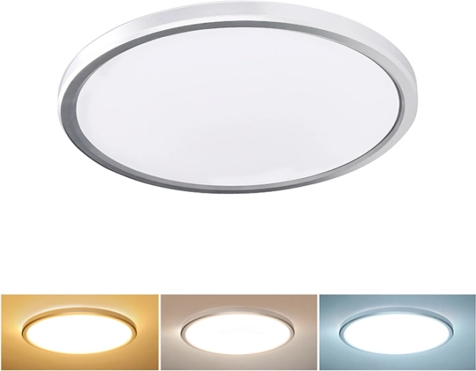 Solight Acate LED mennyezeti lámpa IP54 24 W 2160 lm 3CCT 30 cm ezüst