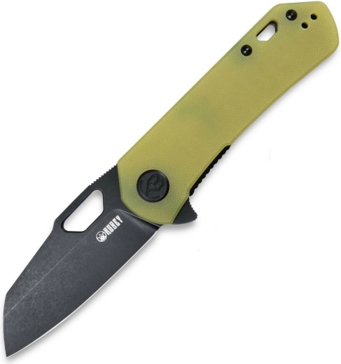 Kubey Duroc zsebkés, áttetsző sárga G10, fekete penge 7,4 cm