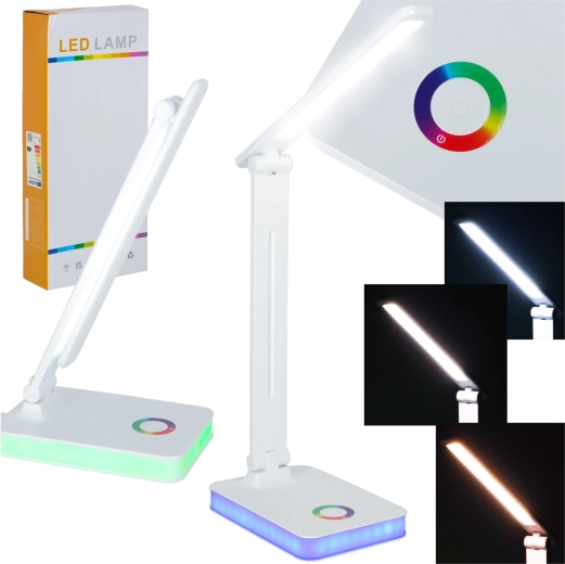 Összecsukható LED asztali lámpa érintésvezérléssel és RGB háttérvilágítással, USB