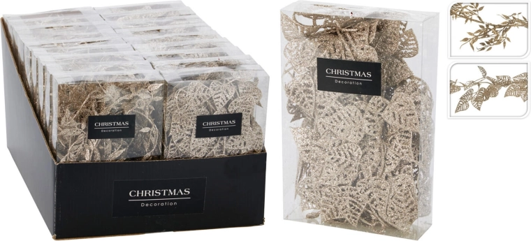 Díszes levélgirland 180 cm arany