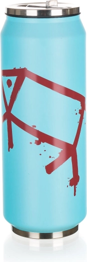 430 ml-es, doboz alakú termoszbögre BE COOL PIG, rozsdamentes, kék