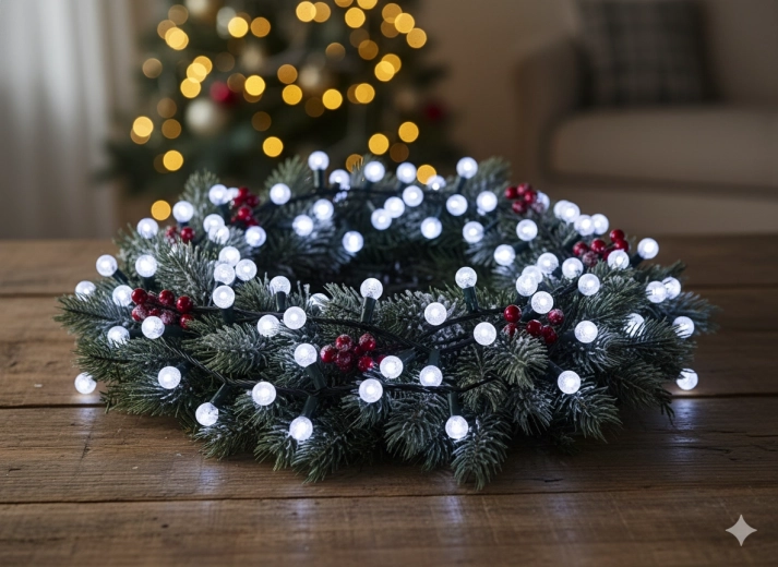 Cherry Ball LED karácsonyi fényfüzér 200 LED hideg fehér 19 m