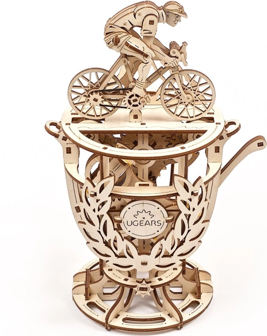 UGEARS Kerékpáros – fa mechanikus 3D kirakó, mozgó mechanizmusú serleg