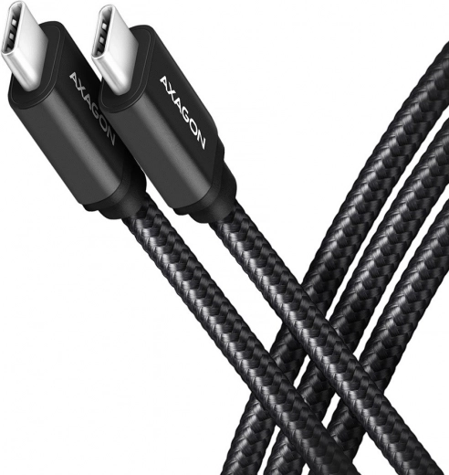 AXAGON USB‑C – USB‑C kábel 3.2 gen 1, 2 m, PD 60 W, 3 A, alumínium, fonott, fekete