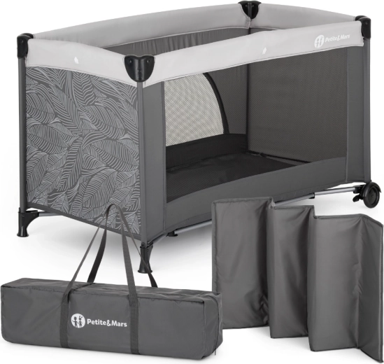 Petite&Mars Nyja Urban Jungle Charcoal utazóágy