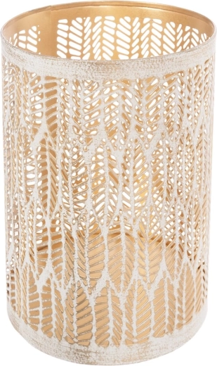 Leaf bézs–arany fém gyertyatartó 18 cm
