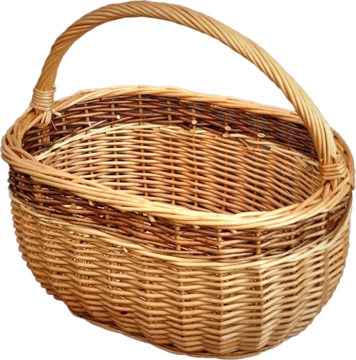 Ovális bevásárló fonott kosár 36 × 25 × 30 cm, lakkozott, hosszanti füllel