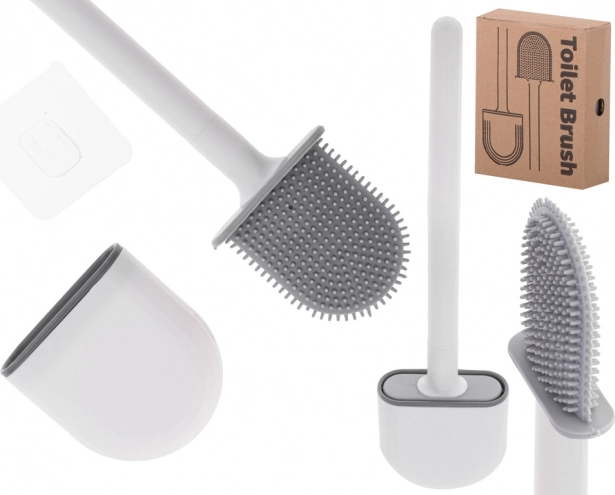 Szilikon WC-kefe tartóval – fehér