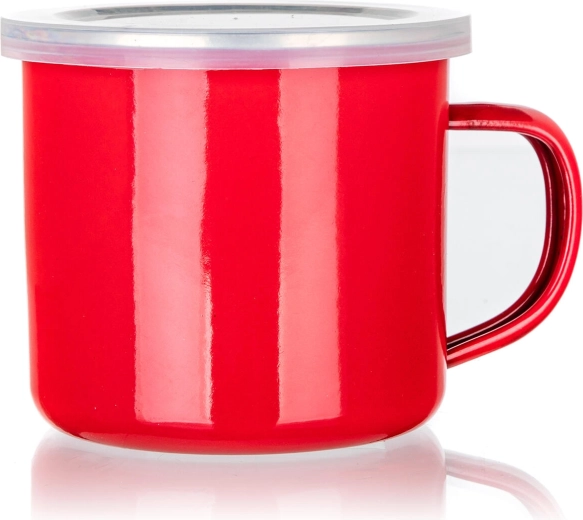 Zománcozott bögre tetővel 0,5 l piros