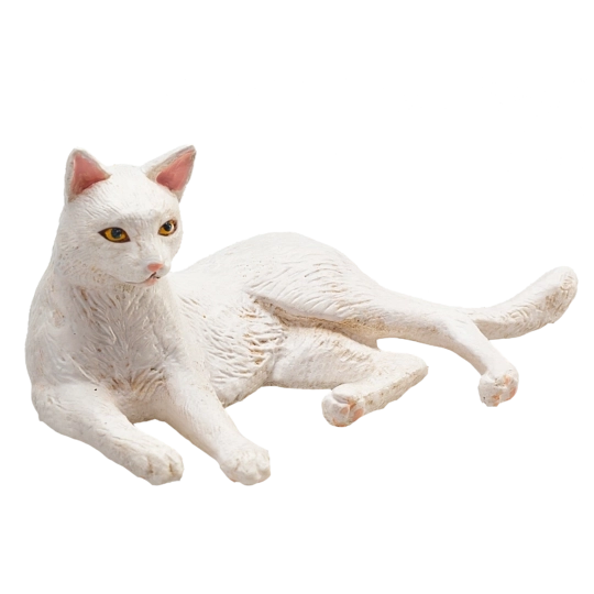 Mojo fehér fekvő macska figura